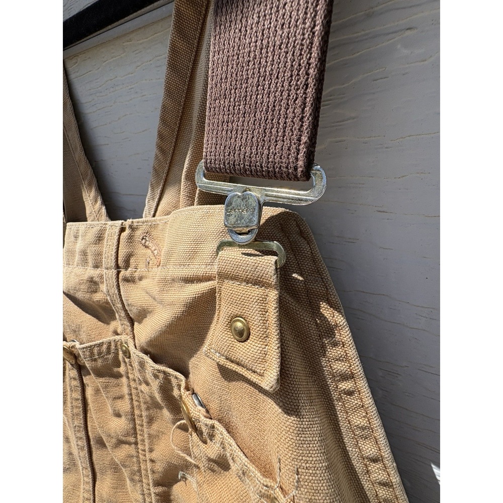 VTG Carhartt Men's Denim Bib Overalls 42 X 27" Union Made in USA Double Knee - Picture 3 of 11